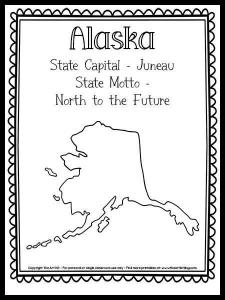 Alaska State Outline Coloring Page {FREE Printable!} - The Art Kit Alaska Coloring Pages, Alaska Doodles, Alaska Book, State Project, Alaska Map, Redwork Patterns, Alaska Art, Coloring Page Free Printable, The 50 States