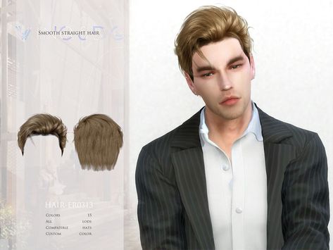 The Sims Resource - WINGS-ER0313-slicked back hairstyle Sims 4 Male Hair Slicked Back, Sims 4 Slicked Back Hair, The Sims Source, Back Hairstyle, Sims 4 Hair Male, Hair Wings, Sims 4 Male Clothes, Pelo Sims, The Sims 4 Packs