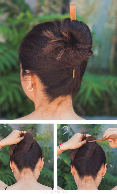 3 Easy Updos x SAYA Hair Stick - Terumah Chopstick Hairstyles, Easy Updos For Medium Hair, Chopstick Hair, Mega Hair, Up Dos For Medium Hair, Step By Step Hairstyles, Easy Updos, Sports Hairstyles, Athletic Hairstyles