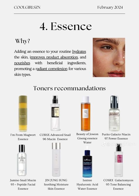 Essence Skincare, Korean Skin Care Secrets, Haut Routine, Skin Essence, Skin Care Basics, Skin Advice, Skin Care Routine Order, Natural Face Skin Care, Basic Skin Care