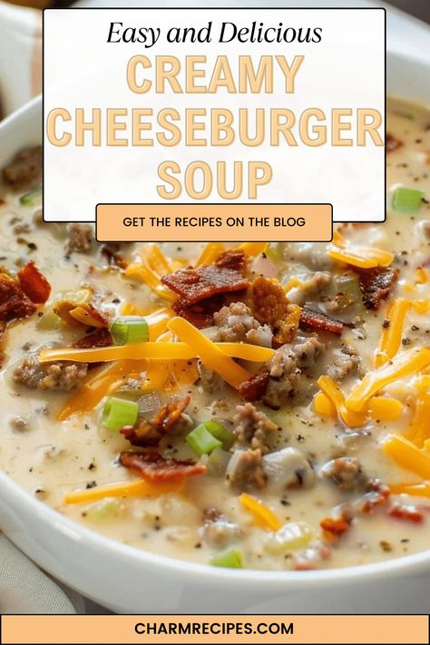 Savor the rich, hearty flavors of Creamy Cheeseburger Soup, a comforting blend of ground beef, potatoes, and cheese in a velvety broth. Creamy Cheeseburger Soup, Cheeseburger Soup Slow Cooker, Cheeseburger Soup Crockpot, Ground Beef Potatoes, Potatoes And Cheese, Beef Potatoes, Ground Beef And Potatoes, Soup With Ground Beef, Homemade Soup Recipe