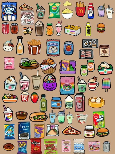 Toca boca Paper Doll Food, Toca Boca Food, Princess Paper Dolls Printable, Bad Room Ideas, Princess Paper Dolls, Free Printable Paper Dolls, Paper Doll Printable Templates, Paper Duck, Paper Dolls Clothing