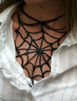 Get Wacky and Crafty with Pattiewack!: DIY Spider Web Necklace Spider Web Clothing, Spider Web Necklace, Web Necklace, Spider Costume, Spider Necklace, Paint Easy, Puff Paint, Halloween Crochet Patterns, Halloween Necklace