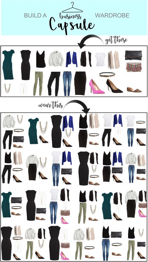 Getting dressed for work and professional events is easy with this 15 piece capsule wardrobe! #capsulewardrobe #businesscapsulewardrobe #professionalcapsulewardrobe #outfitideas #professionaloutfits #womensfashion Business Capsule Wardrobe, Capsule Wardrobe Women, Capsule Wardrobe Work, Fashion Capsule Wardrobe, Minimalist Capsule Wardrobe, Clothes And Shoes, Professional Wardrobe, Capsule Outfits, Elegante Casual