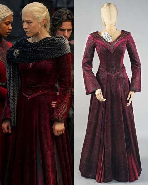 Emma D’Arcy Closet | #emmadarcy as Queen Rhaenyra Targaryen | #houseofthedragon Season 2 In the second House of the Dragon companion book, Caroline McCall... | Instagram House Of The Dragon Rhaenyra Dress, Rhaenyra Targaryen Outfit Season 2, House Of The Dragon Costumes, Targaryen Dress Aesthetic, House Of The Dragon Dresses, Rhaenyra Targaryen Outfit, Rhaenyra Dress, Rhaenyra Targaryen Dress, Targaryen Clothes