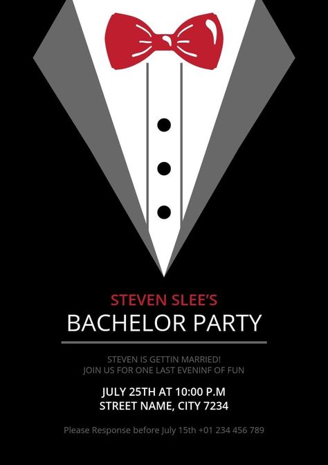 Simple Bachelor Party Invitation Bachelor Party Invitations, Editing Tool, Bachelorette Invitations, Best Party, Bachelorette Party Invitations, Brand Kit, Big Party, Party Invite Template, Party Card