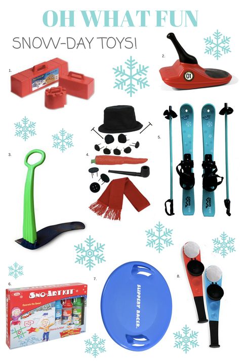 The best snow toys for kids. Make your snow day more fun with these snow day toys. MomTrends.com #snowday #snowtoys Snow Day Basket, Snow Day Gift Basket Ideas, Nature Parenting, Chinese Auction, Theme Baskets, Snow Toys, Snow Gifts, Nature Journaling, Snow Theme