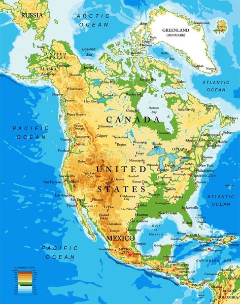 North America Physical Map, Cities Illustration, Minecraft Poster, India World Map, Time Zone Map, Colombia Map, Map Of North America, World Map With Countries, 15 August Photo