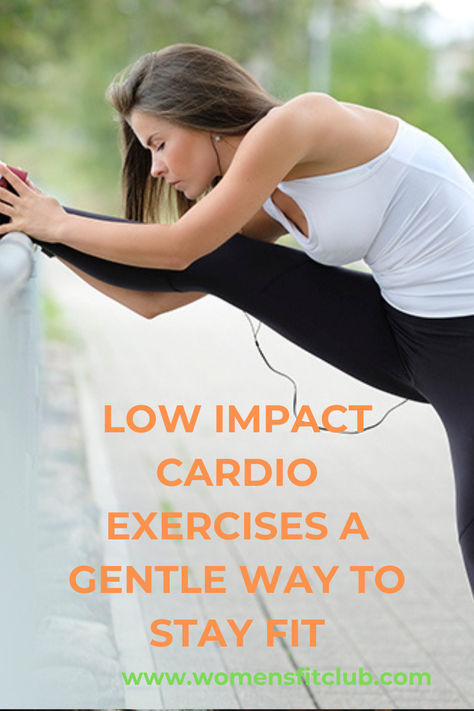 Guide to low-impact cardio exercises for women, featuring gentle yet effective moves like walking, cycling, swimming, and step aerobics. The post highlights a routine designed to boost heart health, burn calories, and improve endurance without putting stress on the joints, making it perfect for women seeking a joint-friendly workout. Low Impact Cardio At Home, Cardio Exercises At Home, Exercises No Equipment, Workout Low Impact, Low Impact Cardio Workout, Types Of Cardio, Exercises For Beginners, Cardio Exercises, Bodybuilding Recipes