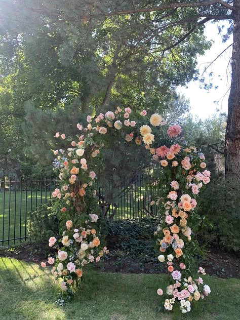 Spring Floral Backdrop, Twilight Bridal Shower Ideas, Arbor Flowers, Wedding Design Board, Pastel Wedding Theme, Spain Wedding, Ceremony Details, Country Garden Weddings, Floral Runner