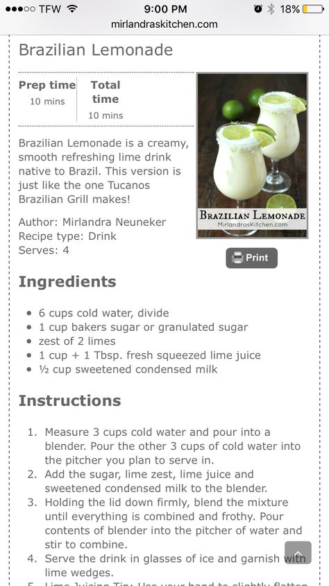 Brazilian Lemonade 4th Desserts, Brazilian Lemonade, Salad Recipes Healthy Lunch, Lime Drinks, Fruit Smoothie Recipes Healthy, Juice Smoothies Recipes, Mexican Drinks, Drink Recipes Nonalcoholic, Refreshing Drinks Recipes