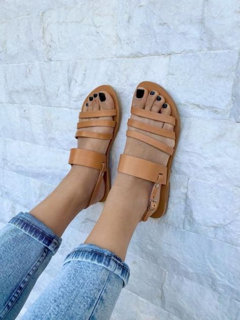 LEATHER SANDALS :: Women's Sandals :: Slingback Gladiator Sandals - Christina Christi Handmade Products Gladiator Design, Soft Leather Sandals, Grey Sandals, Leather Sandals Handmade, Womens Gladiator Sandals, Suede Slides, Leather Gladiator Sandals, Handmade Sandals, Beautiful Sandals