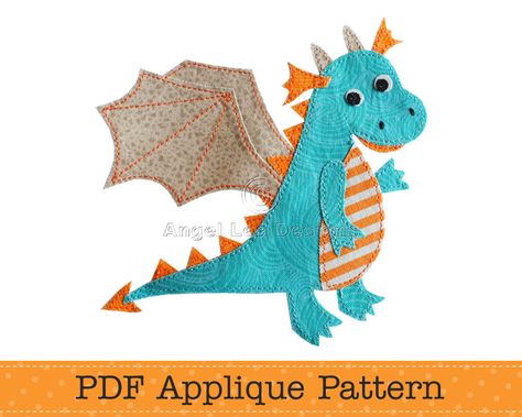 Popular items for fabric applique on Etsy Dragon Applique Pattern, Dragon Applique, Applique Template, Quilt Animals, Dragon Quilt, Design Shapes, Applique Ideas, Cute Dragon, Applique Templates