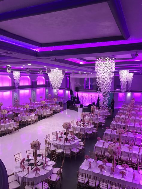 Quince Hall Decorations, Quince Hall, Quinceanera Venues, Quiencera Themes, Sweet 16 Venues, Purple Quinceanera Theme, Quinceanera Venue, Prom Venues, Purple Sweet 16