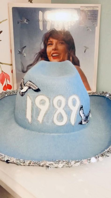 The Eras Tour 1989 Concert Outfit  Light Blue Sequin Cowboy Hat 1989 Concert Outfit, Sequin Cowboy Hat, 1989 Concert, Eras Tour 1989, Taylor Swift 1989, Taylor Swift The Eras Tour, Taylor Swift Concert, Concert Fits, Taylor Swift Style