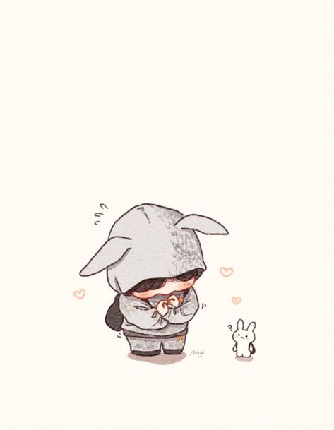 Bt21 Kookie Cute, Bts Chibi Jungkook Cute, V Chibi, Chibi Wallpaper, Bunny Drawing, Fanart Bts, K Wallpaper, Jungkook Fanart, Kpop Drawings