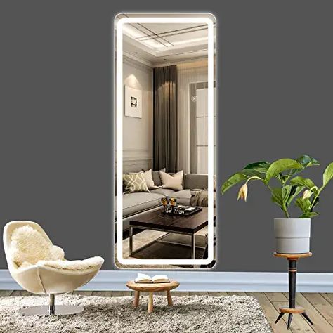 Full Wall Mirror Ideas Bedroom, Light Up Wall Mirror, Full Body Mirror With Lights, Full Length Mirror In Bedroom, Tall Wall Mirrors, Full Length Floor Mirror, Length Mirror, Lighted Wall Mirror, Full Body Mirror