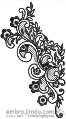 Neck Line Design, Lace Tattoo Design, Embroidery Cute, Muster Tattoos, Motifs Perler, Ideas Embroidery, Lace Tattoo, Border Embroidery Designs, Pola Sulam