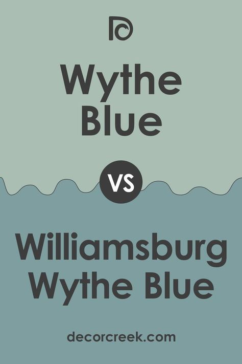 Wythe Blue vs. Williamsburg Wythe by Benjamin Moore Bm Wythe Blue, Benjamin Moore Wythe Blue, Benjamin Moore Bathroom, Historic Paint Colours, Benjamin Moore Kitchen, French Bleu, Wythe Blue, Palladian Blue, Front Door Paint Colors