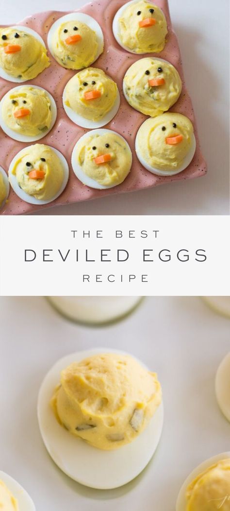 Easter Themed Deviled Eggs, Easter Themed Food Dinner, Easter Themed Food Appetizers, Deviled Eggs Recipe Best Easy, Deviled Eggs Easter, Simple Deviled Eggs, Easy Deviled Eggs Recipe, Simple Deviled Eggs Recipe, Best Deviled Eggs Recipe