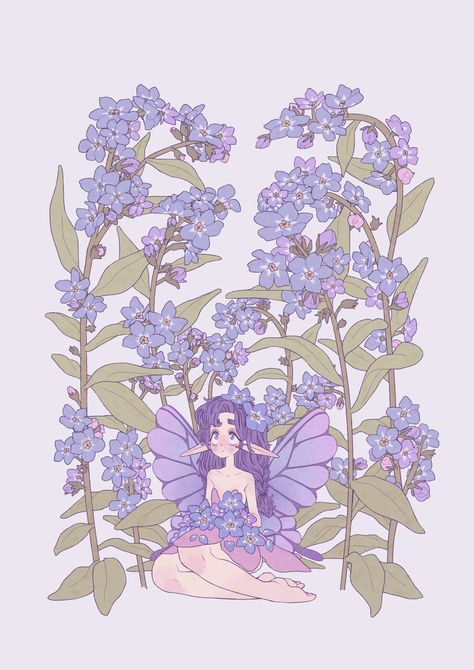 Emma Lupine, Fairy Sitting On Flower, Fairy Sitting, Cottagecore Art, Fairy Wallpaper, Fairy Tattoo, Flower Fairies, Fantasy Fairy, Ethereal Art