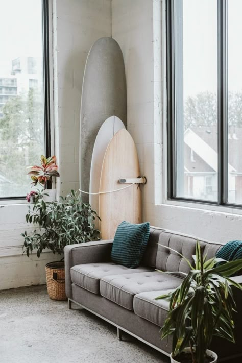 13 OF THE COOLEST SURFBOARD RACKS EVER Surfboard Room, Surf Storage, Surfboard Display, Surfboard Wall Rack, Surfboard Storage, Surf Rack, Surf House Decor, Surfboard Rack, Surf Room