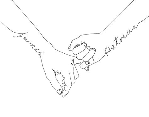 Mains Couple, Cute Couple Names, Holding Hands Drawing, Embroidered Canvas Art, Matching Best Friend Tattoos, Name Drawings, Minimal Drawings, Easy Drawing Steps, Hand Lines