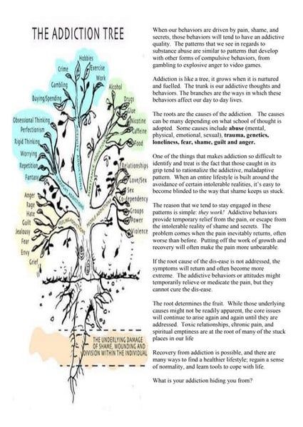 ADDICTION TREE Jail Ministry, Group Activities For Adults, Tree Worksheet, Group Therapy Activities, Counselling Tools, Counseling Tools, Relapse Prevention, 12 Steps Recovery, Recovering Addict