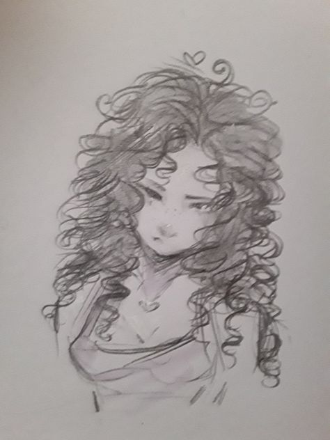 Art Reference Curly Hair, Drawings Of Curly Hair, Curls Reference Drawing, Drawing Reference Curly Hair, Cute Curly Hair Drawing, 3b Hair Drawing, Scruffy Hair Drawing, Drawing Ideas Curly Hair, How To Draw Puffy Hair