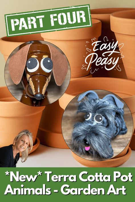 Create Your Own Adorable Patio Pets Using Terra Cotta Pots! These patio pets/garden pets are super easy to make using clay pots. These are budget friendly and fun garden projects that are great for you and your friends. Not a lot of supplies needed for these flower pot painting pets. If you are a dog […] Mini Terra Cotta Pot Crafts, Flower Pot Animals, Animal Pots, Pot Animals, Fun Garden Projects, Flower Pot Painting, Flower Pot People, Terra Cotta Pot Crafts, Pot Painting