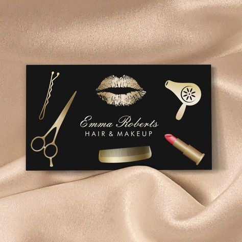 Emma Roberts Hair, Beauty Business Cards, Gold Business Card, Hair Png, Shop Makeup, Beauty Business, Beauty Salon, Hair Stylist, Wedding Stationery