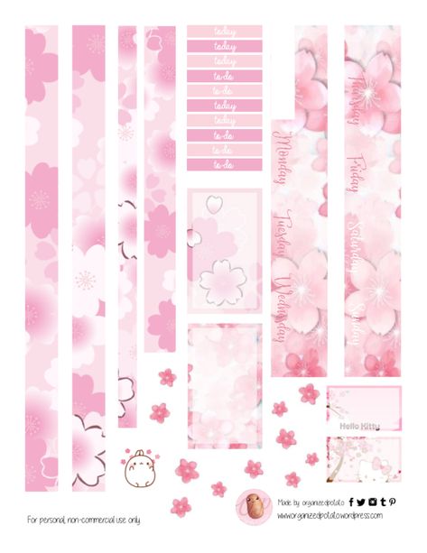 Free Planner Pink Cherry Blossom Printable pg 2 Pink Tape Aesthetic, Pink Washi Tape Printable, Scrapbook Journal Free Printables Planner Stickers, Pink Scrapbook Stickers, Student Planner Stickers, Cherry Blossom Printable, Pink Planner Stickers, Wash Tape, Digital Planner Ideas