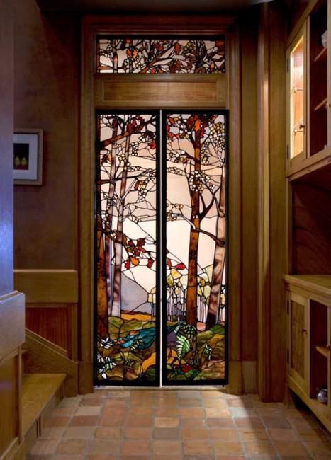 Stained Glass, Contemporary Design Ideas for Modern Interiors Glass Interior Doors, Stained Glass Doors, L'art Du Vitrail, Stained Glass Door, زجاج ملون, Glass Interior, Verre Design, Open Door, Art Stained