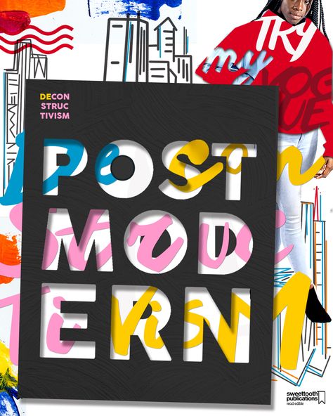 Postmodernism Graphic Design, Postmodern Typography, Postmodern Poster, Postmodernism Design, Paint Typography, Jacques Derrida, Visuell Identitet, Deconstructivism, Postmodern Art