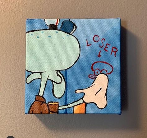 The Loser, Spongebob Painting, Hippie Painting, Small Canvas Paintings, Simple Canvas Paintings, Cute Canvas Paintings, Easy Canvas Art, Canvas Drawings, Soyut Sanat Tabloları