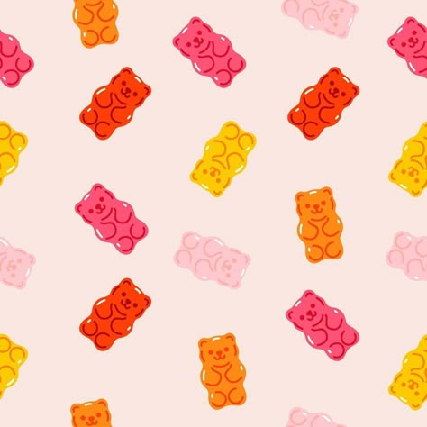 Seamless pattern with colorful gummy bears. Vector graphics. Gummy Bear Clipart, Gummy Bear Doodle, Gummy Bear Icon, Gummy Bear Painting, Gummy Bear Pattern, Bear Vector, Bear Clipart, Ipad Wallpapers, Bear Illustration