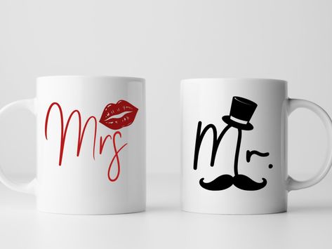 Duo of 12oz or 15oz ceramic mugs ''Mr. and Mrs''. Printing on both sides of the mug.💋🎩 Perfectly nuanced for Mr and Mrs! A beautiful gift to give or to treat yourself ❤️ If you only want Monsieur: https://www.etsy.com/ca-fr/listing/1235663770/tasse-ceramique-o-mr-monsieur If you only want Madame: https://www.etsy.com/ca-fr/listing/1235660446/tasse-ceramique-o-mrs-madame Maintains: - Dishwasher safe. - Microwave safe. *As the item is handmade, there may be minor imperfections. * Please note tha Mr And Mrs Mugs, Mr And Mrs, Ceramic Mugs, Treat Yourself, Mockup, Ceramic Mug, Dishwasher Safe, Im Not Perfect, Mug