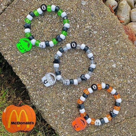 McDonald's Halloween Happy Meal Buckets Kandi... - Depop Halloween Kandi, 90s Rave Aesthetic, Kidcore Nostalgia, Fall Goth, Kawaii Kidcore, Rave Aesthetic, Kandi Bracelets, Emo Scene, Happy Meal