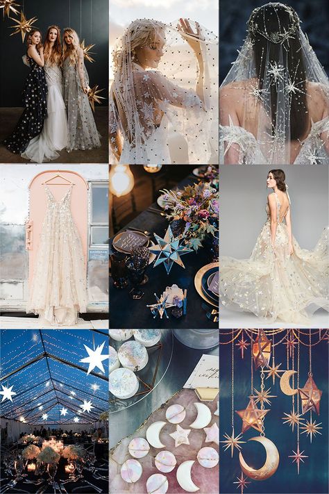 Starry Night Wedding Theme, Celestial Wedding Theme, Starry Wedding, Galaxy Party, Galaxy Wedding, Starry Night Wedding, Bridal Trends, For Wedding Dresses, Moon Wedding