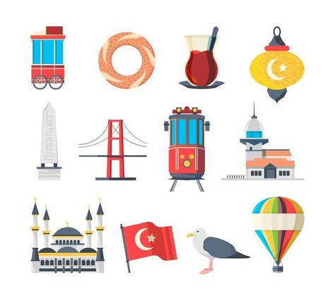 Turkey Illustration Country, Turkey Landmarks, Drawing Turkey, Turkey Illustration, Diy Art Deco, Turkey Culture, Turkey Drawing, Turkey Project, Turkey Places