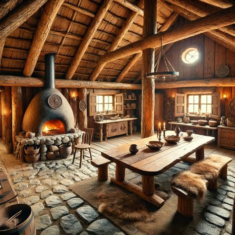 Viking Aesthetic Home Decor, Viking House Interiors, Valheim Builds, Viking Hall, Viking Longhouse, Viking Camp, Viking Aesthetic, Viking House, Long House