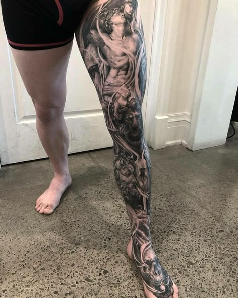 Tattoo Journal, Realism Tattoos, Full Leg Tattoos, Chicano Style, Realistic Tattoo Sleeve, Men Tattoos, God Tattoos, Tattoo Inspiration Men, Muster Tattoos