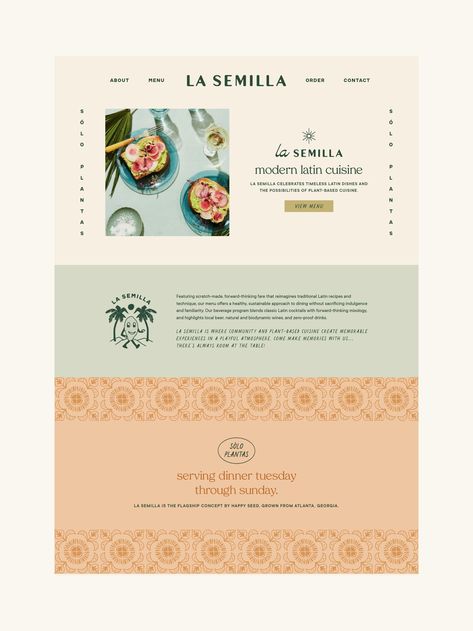 La Semilla Mexican Restaurant branding and web design project creates a modern and inviting space for authentic Mexican #Ecommerce_Website_Layout #Editorial_Web_Design #Latin_Dishes #Playful_Branding Restaurant Website Design, Restaurant Website, Web Design Projects, Website Design Layout, Authentic Mexican, Restaurant Branding, Website Layout, Branding Design Inspiration, Web Layout