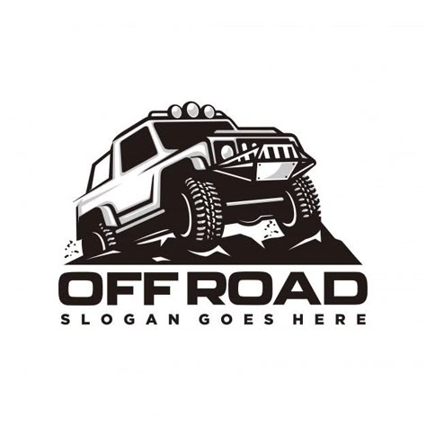 Off road car logo template Premium Vector Road Logo, Jimny Suzuki, Car Sticker Design, Car Vector, Offroad Jeep, Suzuki Samurai, Nissan Patrol, Car Logo, Jeep 4x4