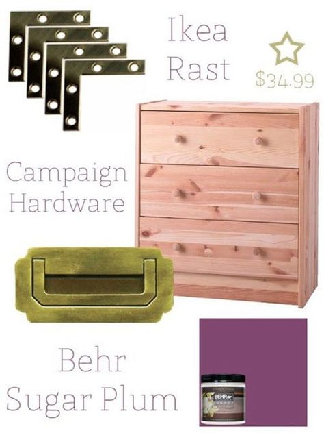 Ikea Rast Turned Campaign Chest - IKEA Hackers Campaign Style Furniture, Ikea Chest Of Drawers, Campaign Chest, Campaign Dresser, Ikea Dresser, Campaign Furniture, High Gloss Paint, Ikea Hackers, Organization Kids