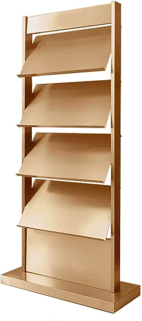 Amazon.com: YLLFFLL Tiered Design Iron Magazine Rack Floor-Standing, Commercial Magazine Display Stand for Literature, Product Introductions, for Sales Department/Public Reception Area (Color : Gold) : Home & Kitchen Brochure Stand Design, Newspaper Display, Stationery Display, Brochure Stand, Book Display Stand, Newspaper Stand, Brochure Display, Magazine Display, Church Interior Design