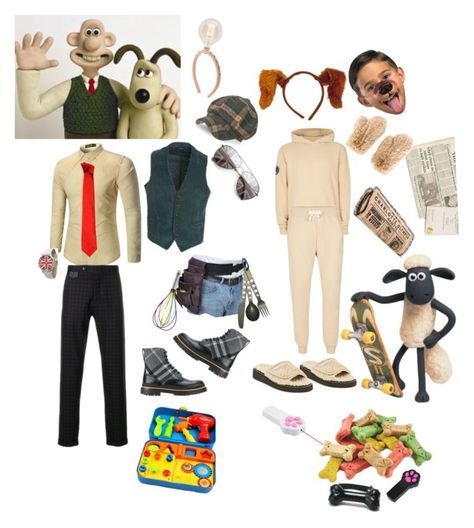 "Wallace And Gromit" by prettyroses ❤ liked on Polyvore featuring Topman, Wallace, See by ChloÃ©, Tagliatore, Versace, Al Duca d'Aosta, Burberry, Kuhn Rikon, ZeroUV and Olivia Pratt Wallace And Gromit, Horror Halloween Costumes, Couples Costume, Duo Halloween Costumes, Image Swag, Group Costumes, Halloween 2, Old Fashion, Couple Halloween