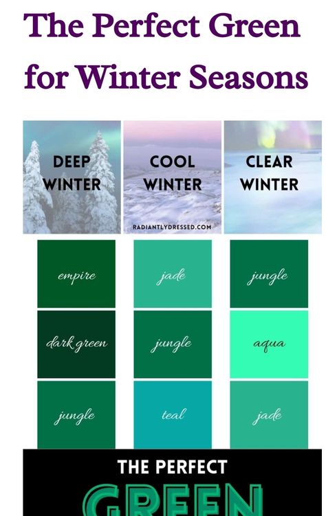 True Winter Green, Deep Winter Color Palette Outfits, Light Olive Skin Tone, Winter Pallet, Deep Winter Palette Outfits, True Winter Palette, True Winter Color Palette, Winter Skin Tone, Cool Winter Color Palette