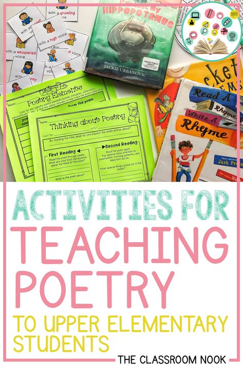 3rd Grade Poetry Lessons, Poetry Unit Grade 3, 4th Grade Poetry, Poetry 3rd Grade, 3rd Grade Poetry, Poetry Activities Elementary, Poetry Lessons Elementary, 5th Grade Poetry, Elementary Poetry