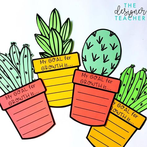 Shameless cactus lover over here! ❤️ These fun little guys are from my Growth Goals Bulletin Board Kit --> link in profile! Goals Bulletin Board, Plants Classroom, Class Theme, Bulletin Board Ideas, 4th Grade Classroom, 3rd Grade Classroom, Classroom Bulletin Boards, New Classroom, Beginning Of School